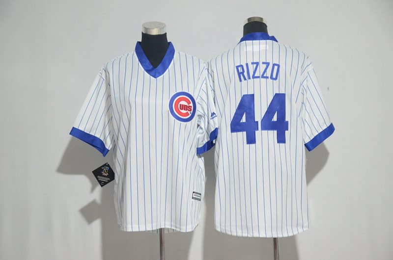 Youth 2017 MLB Chicago Cubs #44 Rizzo White stripe Jerseys->youth mlb jersey->Youth Jersey